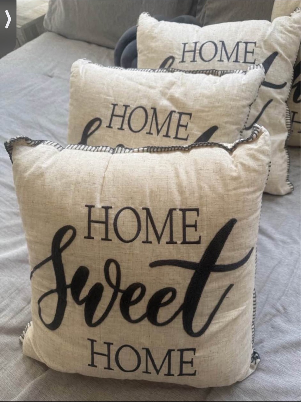 Home Sweet Home Decorative Throw Pillow - Neutral Beige with Black Script